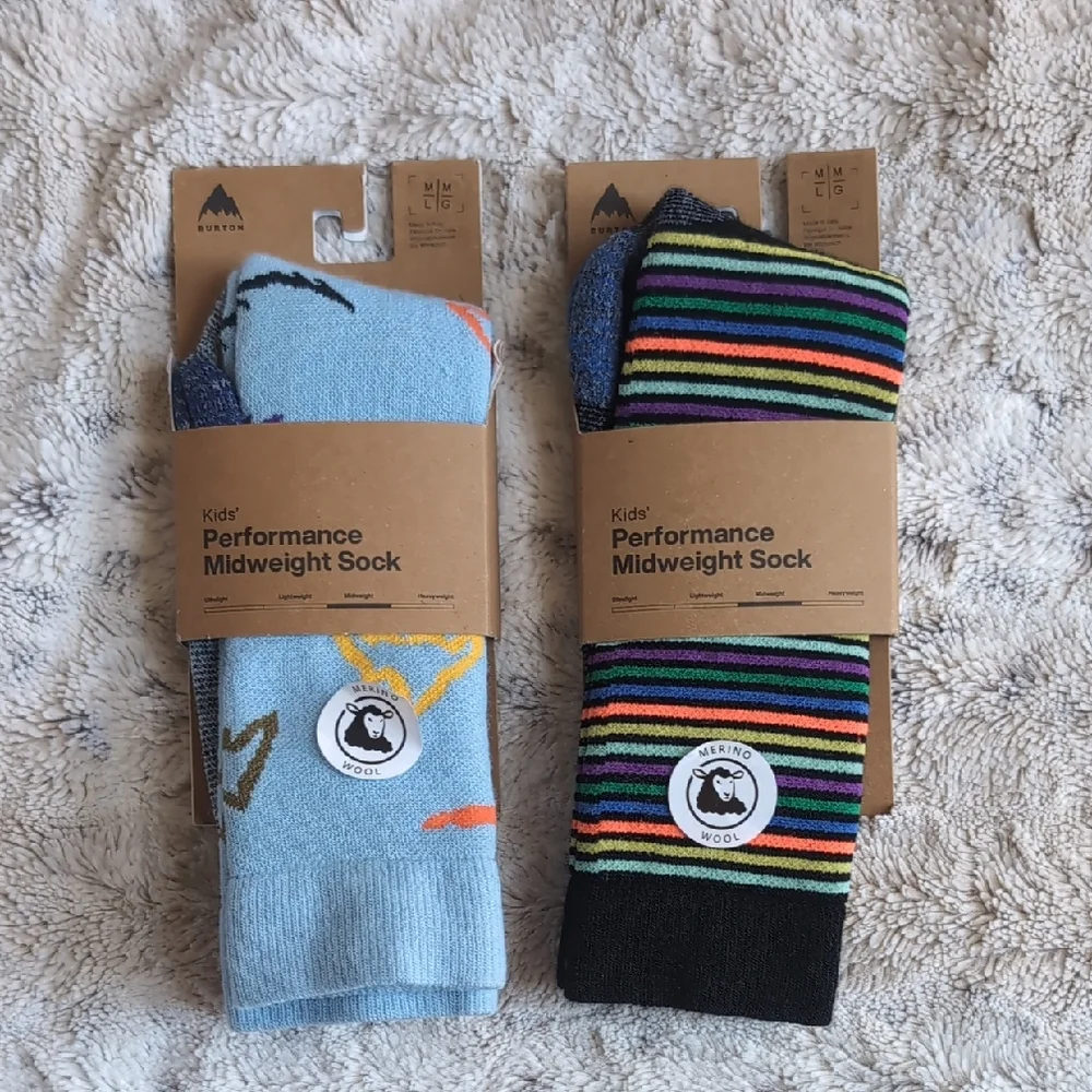 Burton Kids' Performance Midweight Merino Wool Socks 2 pairs